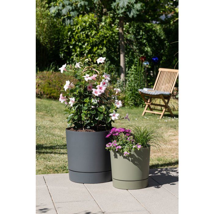 Pot de fleurs avec réserve rond - GARDEN ID - Plano - Ø 39 - 32 L - H 38 cm - Vert mousse