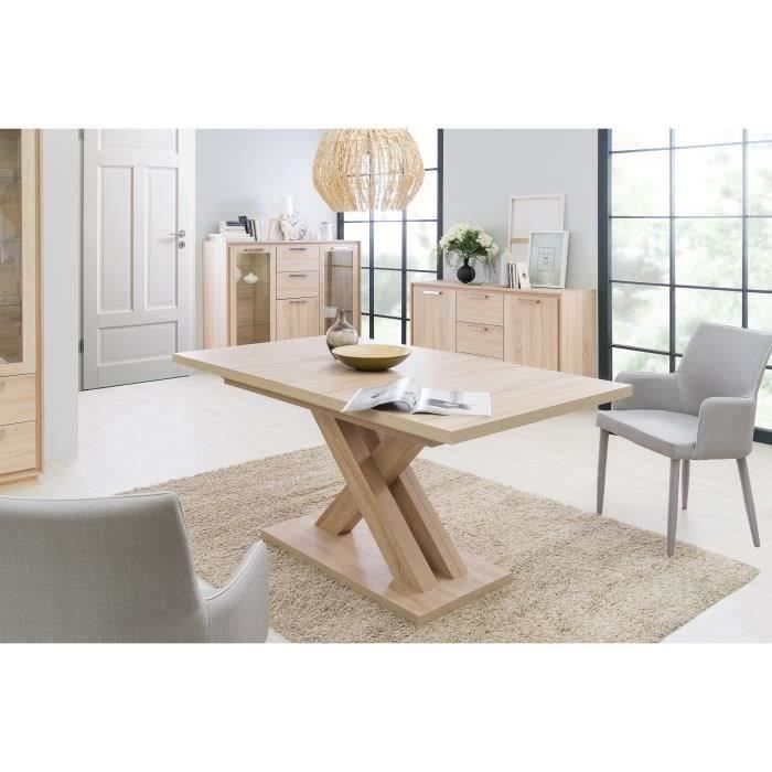 Table extensible mélaminé contemporaine pieds central en croix L 160 a 200 cm AVANT