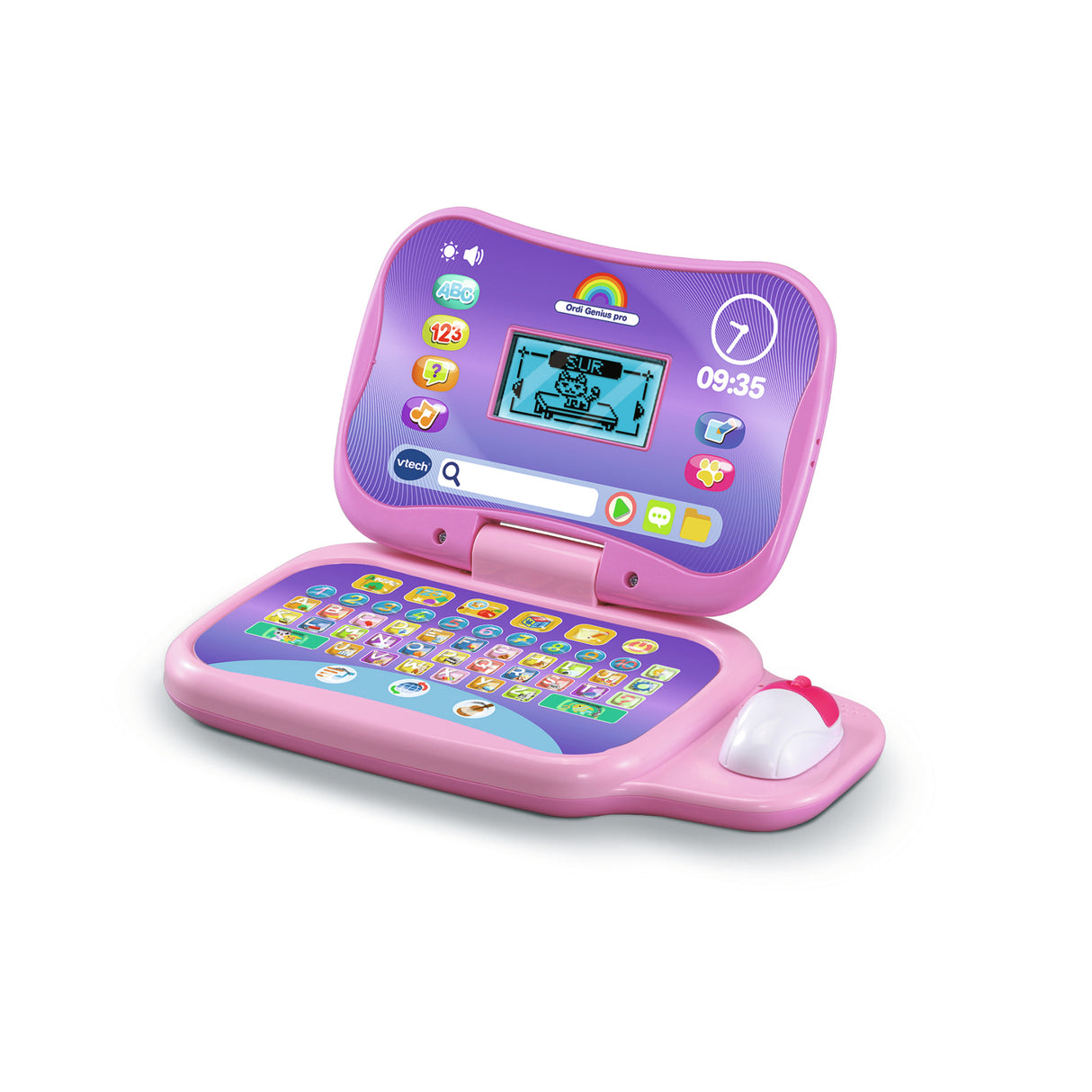 Ordinateur éducatif VTECH ORDI GENIUS PRO ROSE pour enfants de 3 a 7 ans avec souris et 20 activités incluses