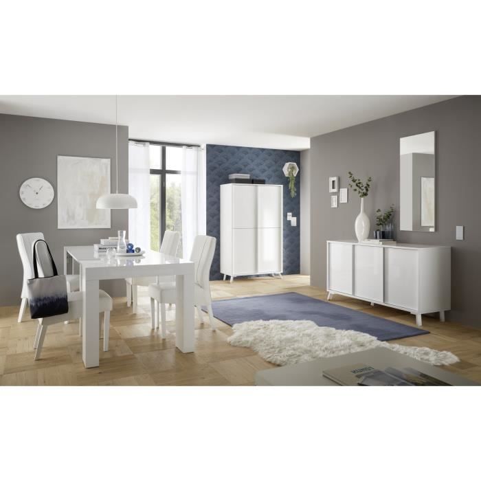 Buffet CITIZEN - DÈcor Blanc laquÈ brillant - 3 Portes - L 156 x P 40 x H 84 cm
