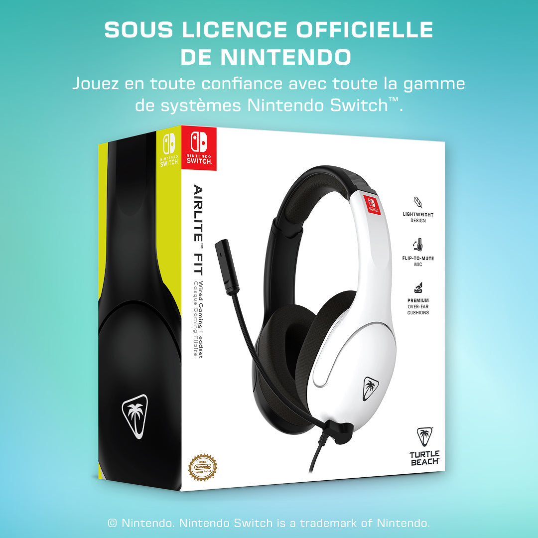 Casque Gaming filaire - TURTLE BEACH - Nintendo Switch - Airlite Fit - Noir et Blanc