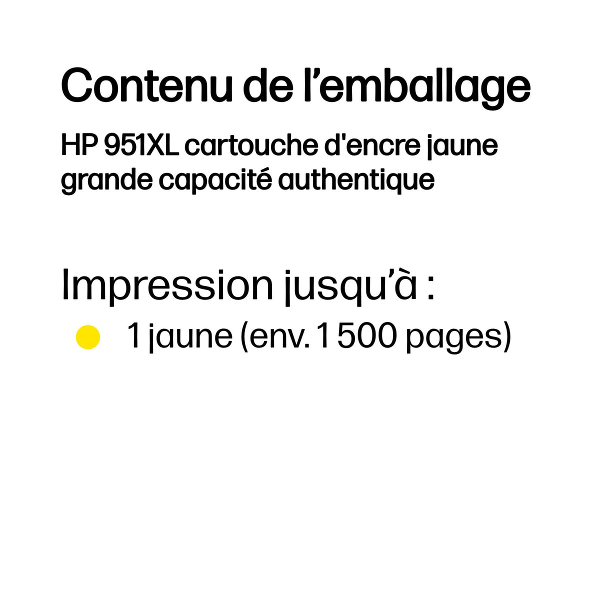 HP 951XL Cartouche d'encre jaune grande capacité authentique (CN048AE) pour HP OfficeJet Pro 251dw/276dw/8100/8600