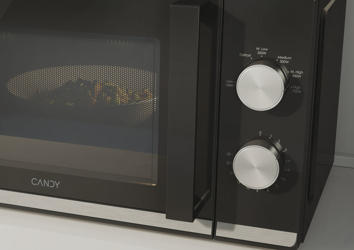 Micro-ondes CANDY Moderna CMW20TNMB 700 W 20L Noir - Fonction Décongélation - Plateau Tournant en Verre - 6 Niveaux de Puissance
