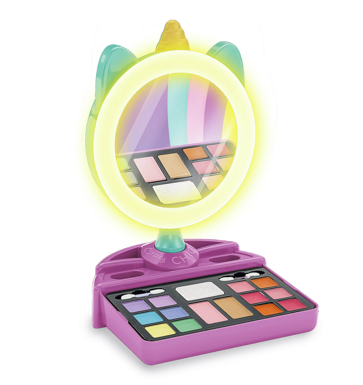 CLEMENTONI - Miroir de maquillage licorne - Anneau lumineux - Maquillage et accesoires cheveux et ongles - Des 7ans
