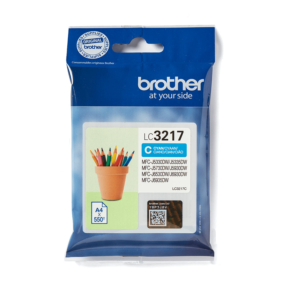 Cartouche d'encre cyan Brother LC-3217C - Rendement 550 pages