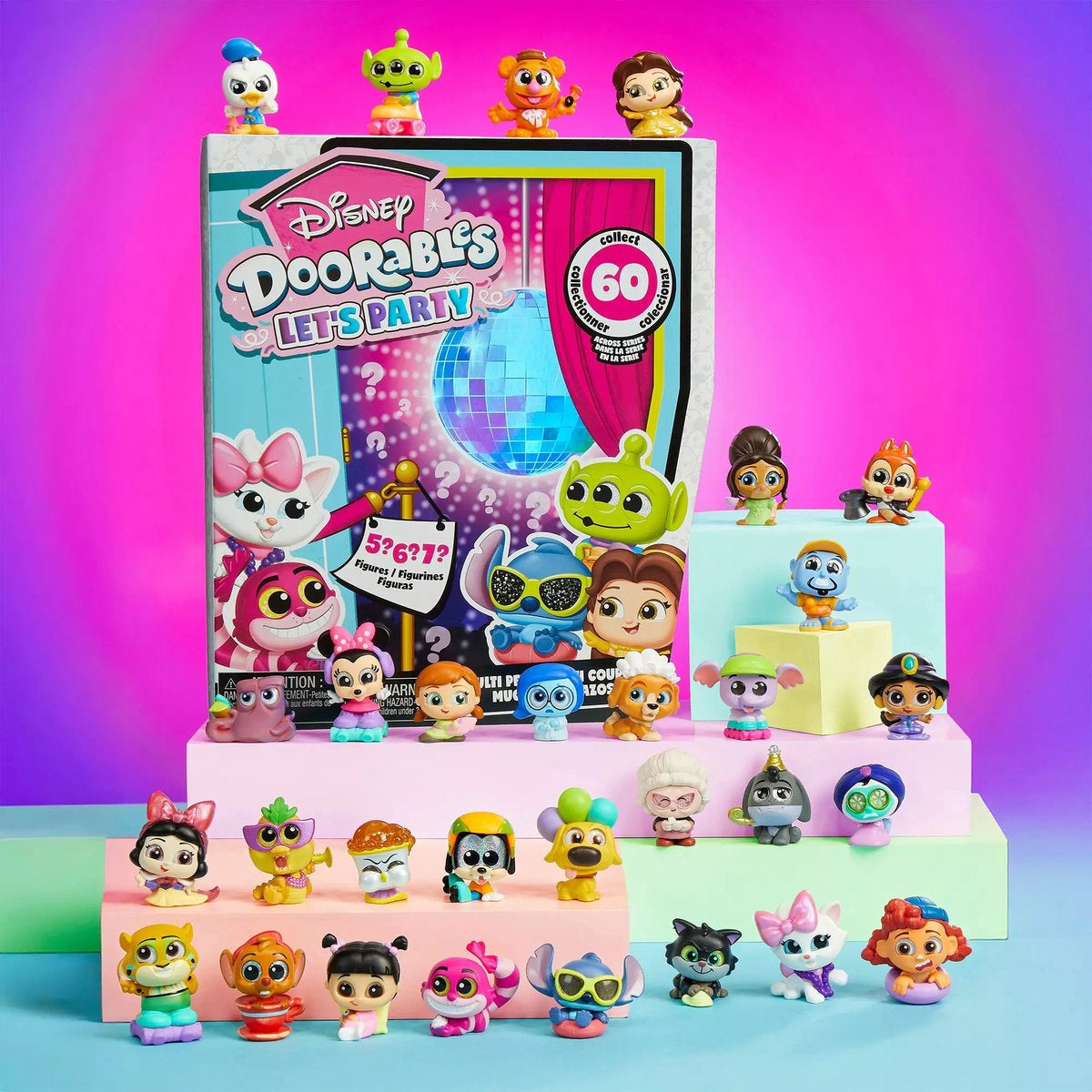 Doorables Coffret 4 mini-figurines DISNEY, Let's Party Multi Peek, Modele aléatoire a collectionner, Des 5 ans