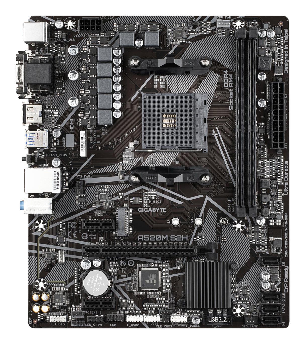 Carte mere - GIGABYTE - A520M S2H - Micro ATX - Socket AM4 - DDR4 jusqu'a 64 Go