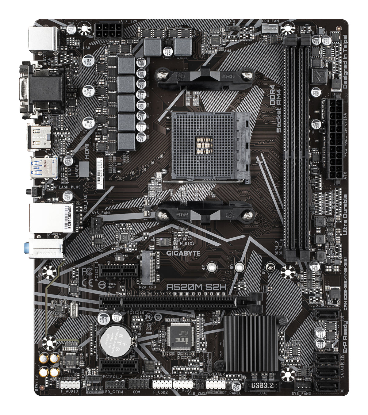 Carte mere - GIGABYTE - A520M S2H - Micro ATX - Socket AM4 - DDR4 jusqu'a 64 Go