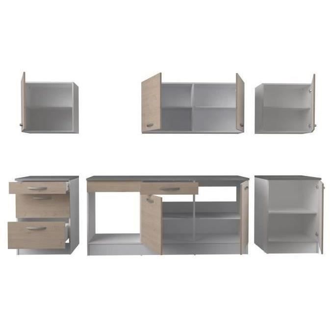 Cuisine complete OSLO - L 300 cm - Décor chene - Plan de travail inclus