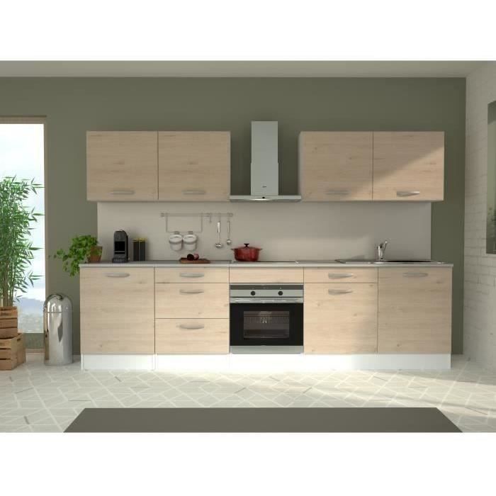Cuisine complete OSLO - L 300 cm - DÈcor chene - Plan de travail inclus