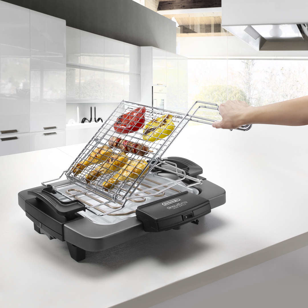 Barbecue électrique DELONGHI BQ60.X - Double grille - 1 900 W - Plateau aluminium amovible
