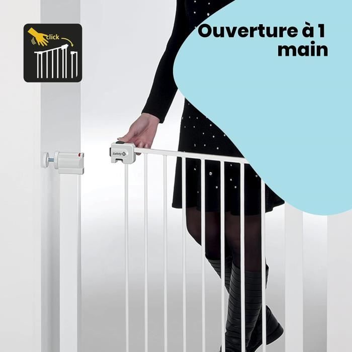 SAFETY 1ST Barriere de sécurité enfant Easy Close - Métal - 73 a 80 cm - pression, sans vis ni perçage - Blanc
