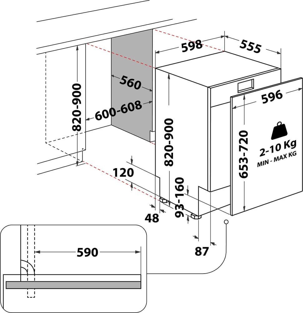 Lave-vaisselle tout encastrable WHIRLPOOL WKCIO3T133PFE 6eme Sens - 14 couverts - Induction - 43 dB - tiroir a couverts