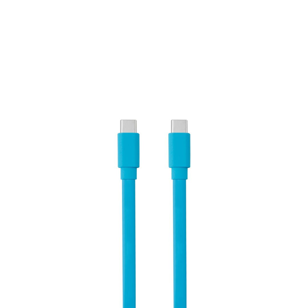 C ble USB-C m le/USB-C m le plat 1 m - Charge 60W (3A/20V) - USB 2.0 - bleu - ne