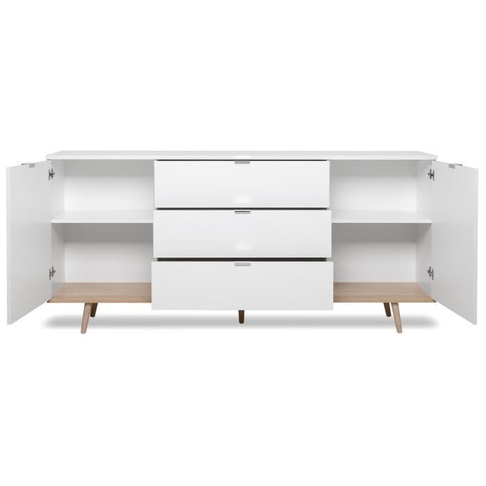 GÖTEBORG Buffet bas - Style scandinave - Décor chene et blanc - L 180 cm