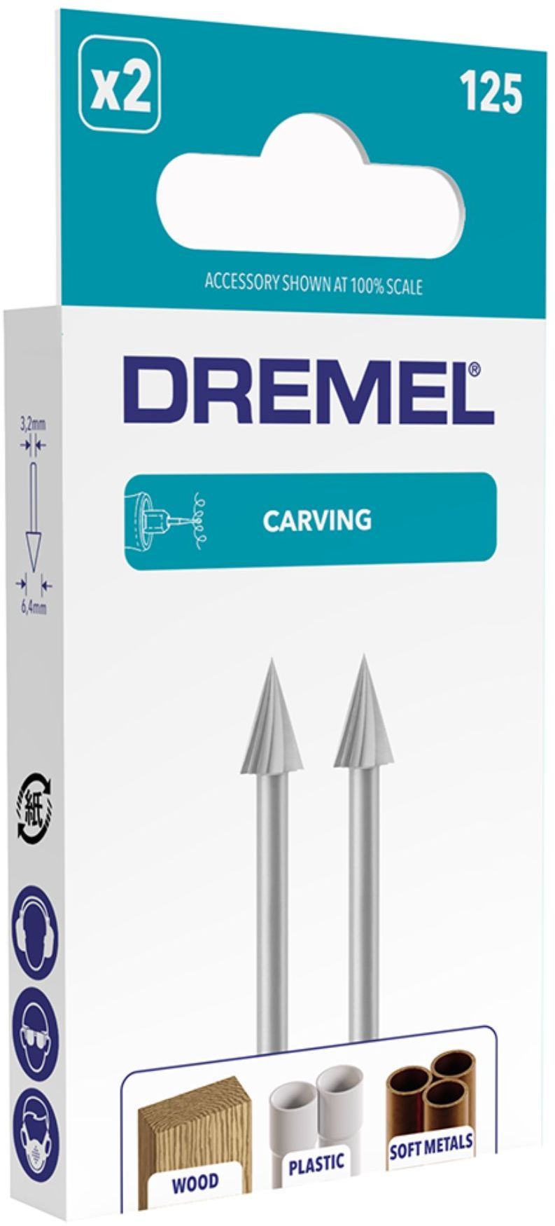 Fraises haute Vitesse - DREMEL - Lot de 2 (Acier, Ø 6,4mm, Sculpter et Graver)