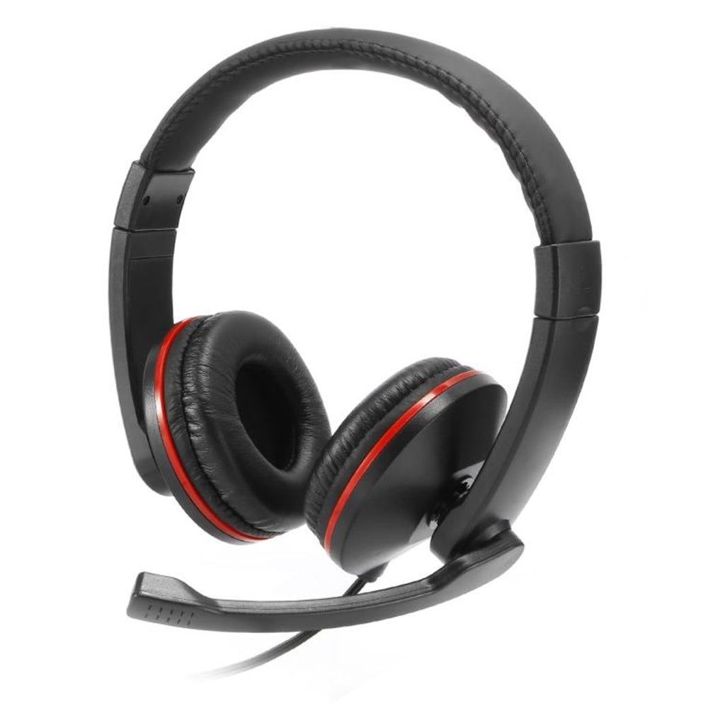 Casque micro filaire, arceau réglab micro pivotant, double connecteur jack 3.5mm