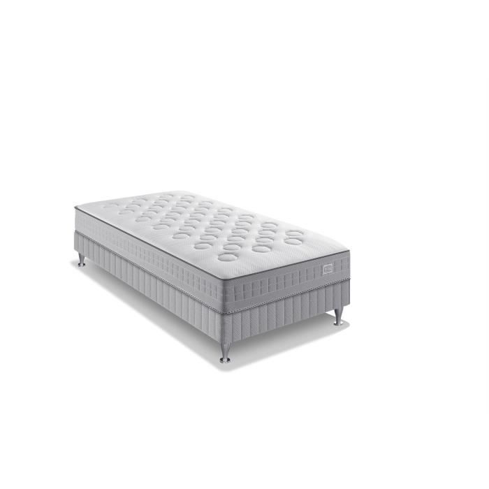 Ensemble matelas sommier 90 x 190 SIMMONS Hauteur 23 cm - Ressorts ensachés Sensoft - Fabriqué en France - SW1