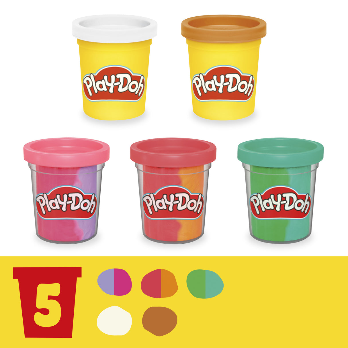 PlayDoh Mes Glaces Arc-en-Ciel, Pâte a modeler, Machine a Creme Glacée factice, 5 pots de 56 g et accessoires, des 3 ans
