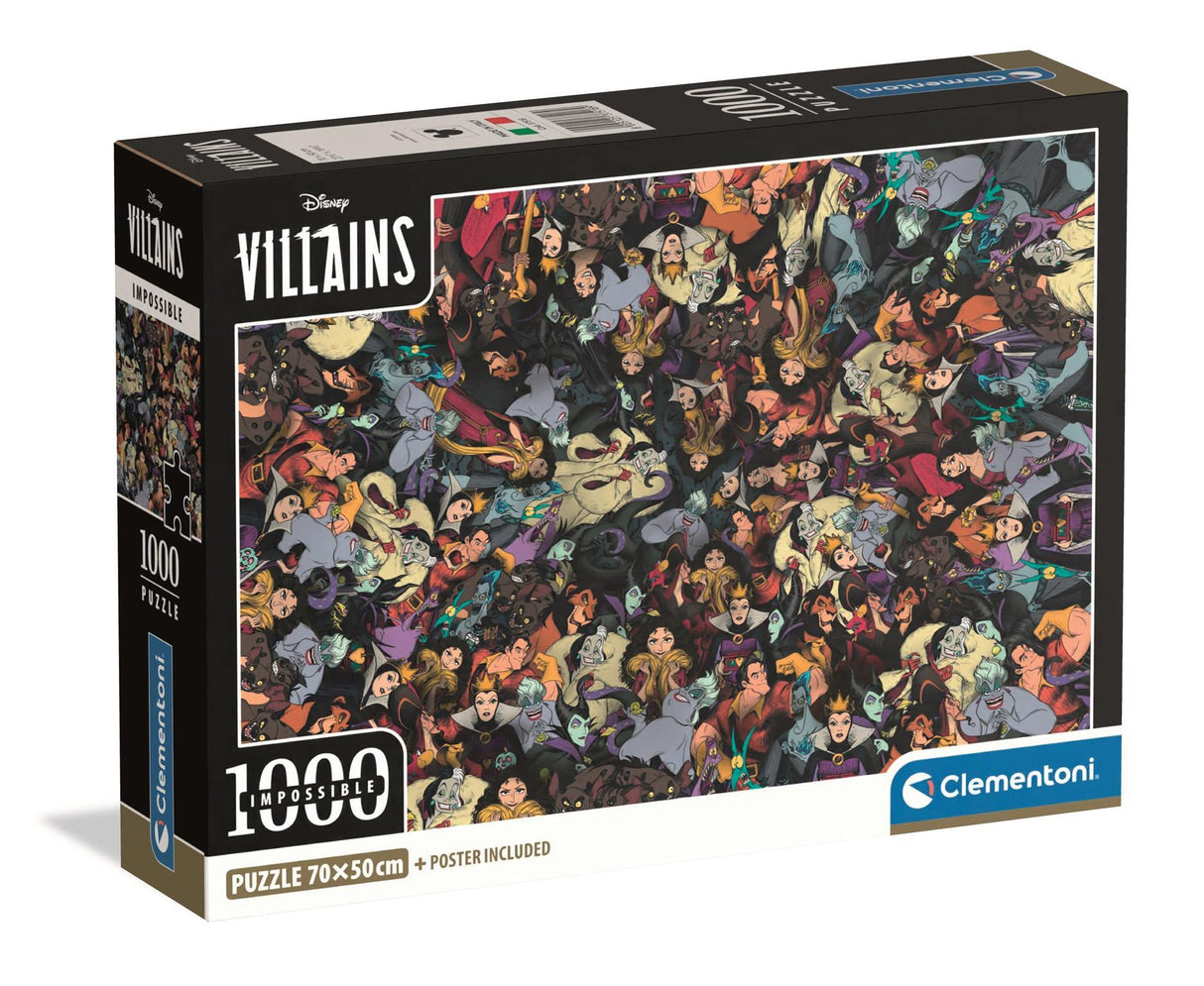 CLEMENTONI - Compact 1000 pieces - Impossible Disney Villains