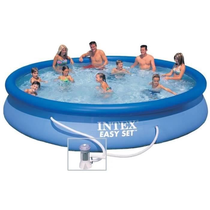 Kit Piscine hors sol autoportante INTEX - Easy Set - 457 x 84 cm - Ronde (Livrée avec une pompe et cartouche) - 28158NP