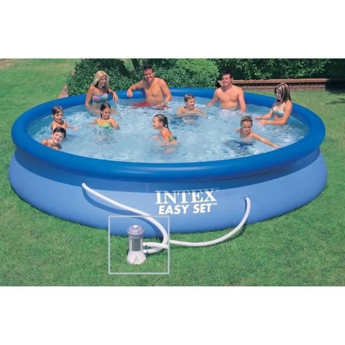 Kit Piscine hors sol autoportante INTEX - Easy Set - 457 x 84 cm - Ronde (Livrée avec une pompe et cartouche) - 28158NP