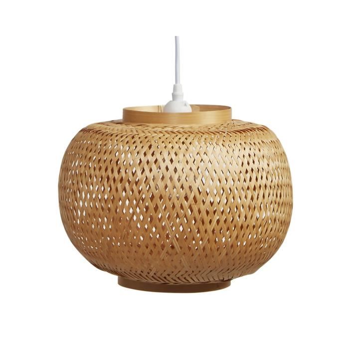 Suspension en bambou - Ronde - Style contemporain - Beige - D 30 x H 140 cm