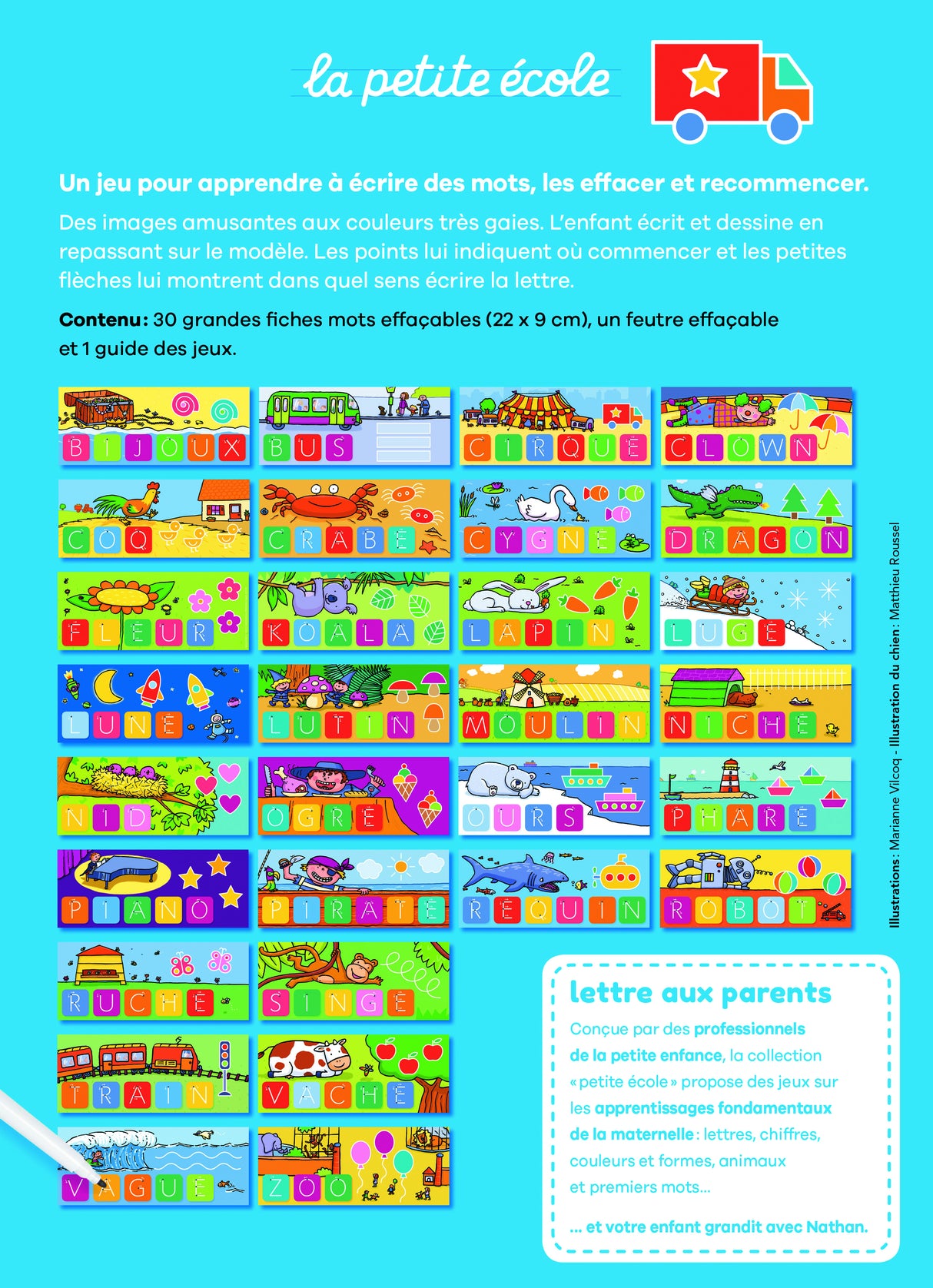 Jeu d'écriture NATHAN La Petite Ecole - J'écris les Mots - Apprentissage progressif - Des 4 ans