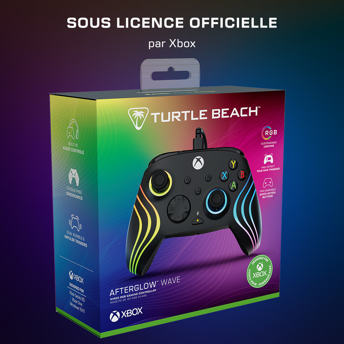 Manette de jeu RGB filaire - TURTLE BEACH - TBC-2002-05 - Afterglow™ Wave - Noir - Xbox/PC