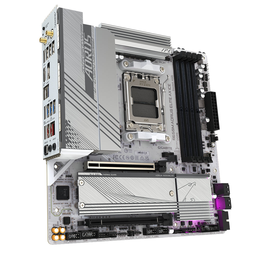 Carte mere - GIGABYTE - B650M AORUS ELITE AX ICE - Micro ATX - Wi-Fi 6E - DDR5 jusqu'a 8000 MHz