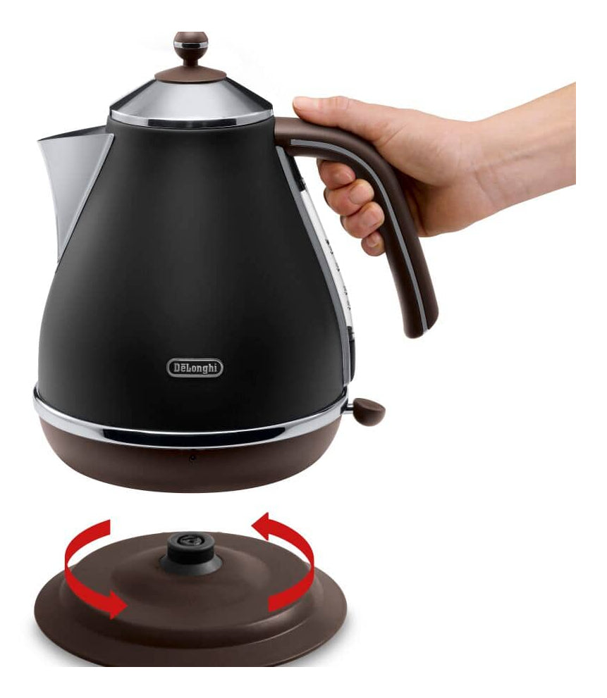 Bouilloire - DELONGHI - KBOV2001.BK - 2000 W - 1,7 L - Noir mat / Chocolat