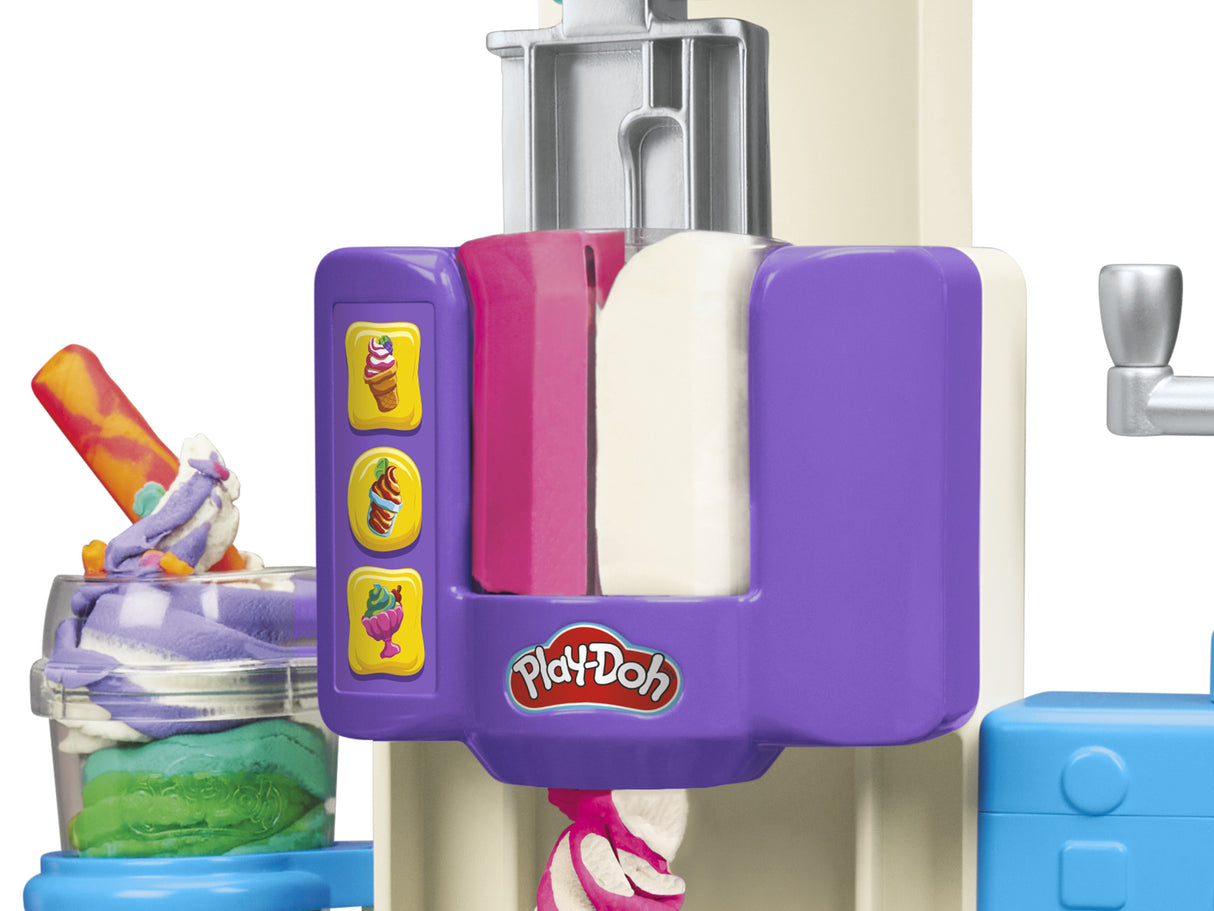 PlayDoh Mes Glaces Arc-en-Ciel, Pâte a modeler, Machine a Creme Glacée factice, 5 pots de 56 g et accessoires, des 3 ans