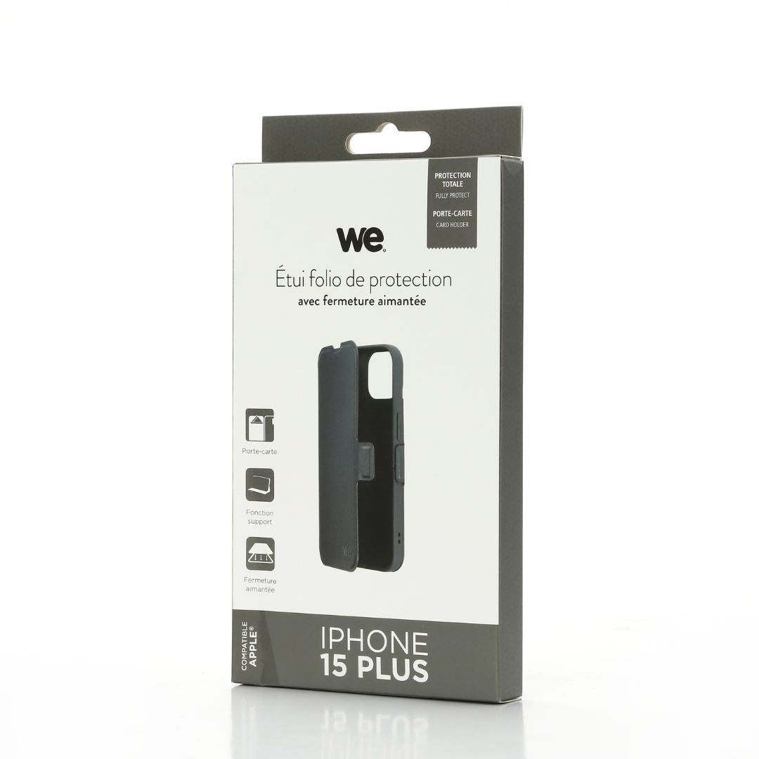 WE Etui folio FERMETURE AIMANTEE APPLE AIPHONE 15 PLUS