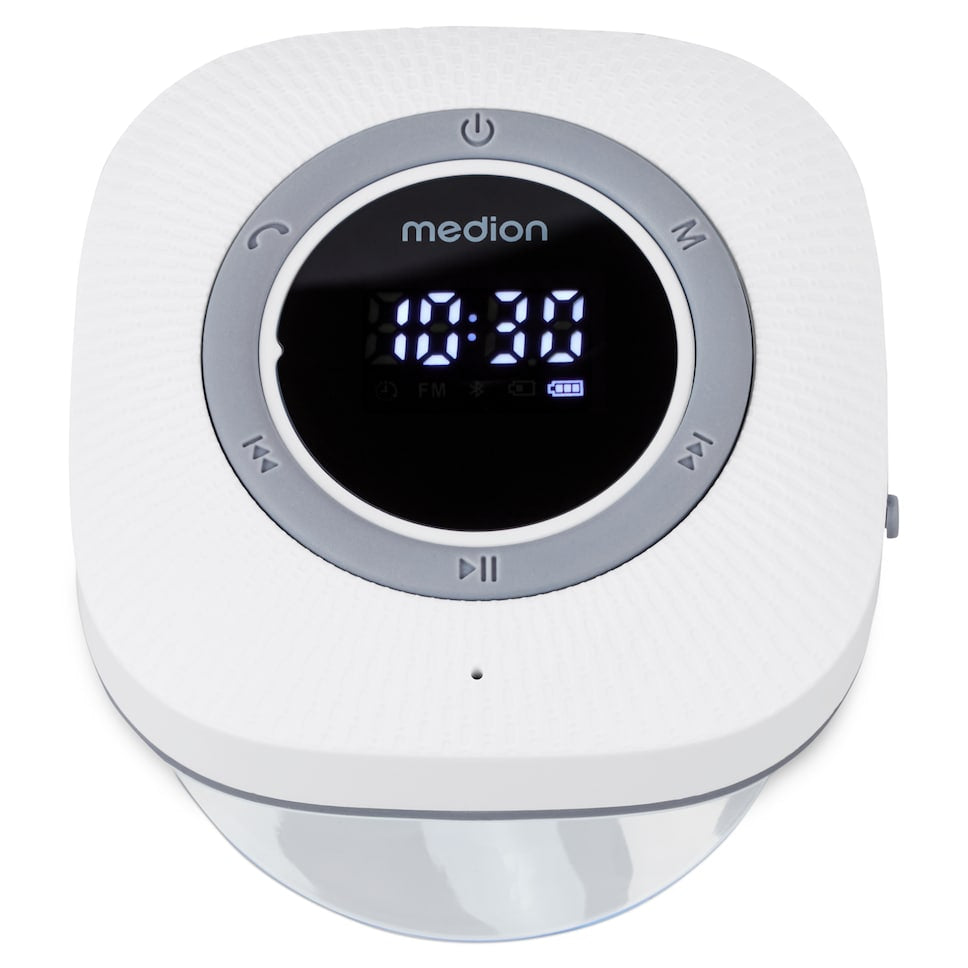Radio de Douche - MEDION - FM - Bluetooth - IPX6 - Ventouse de fixation - Blanc