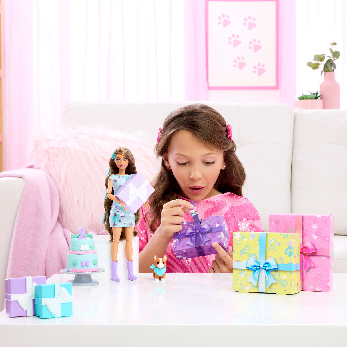 BARBIE Party unboxed chien bleu - JFG72