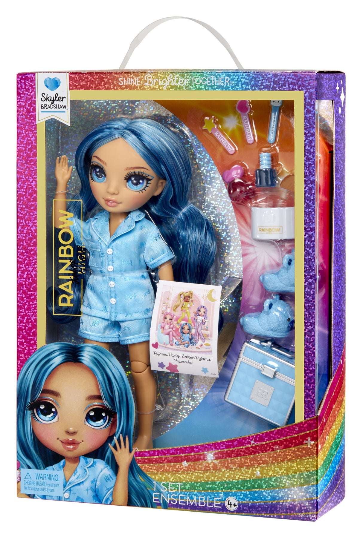 Junior High Pyjama Party - Poupée mannequin articulée 22 cm - Skyler (Bleue) - Nombreux accessoires - a partir de 4 ans