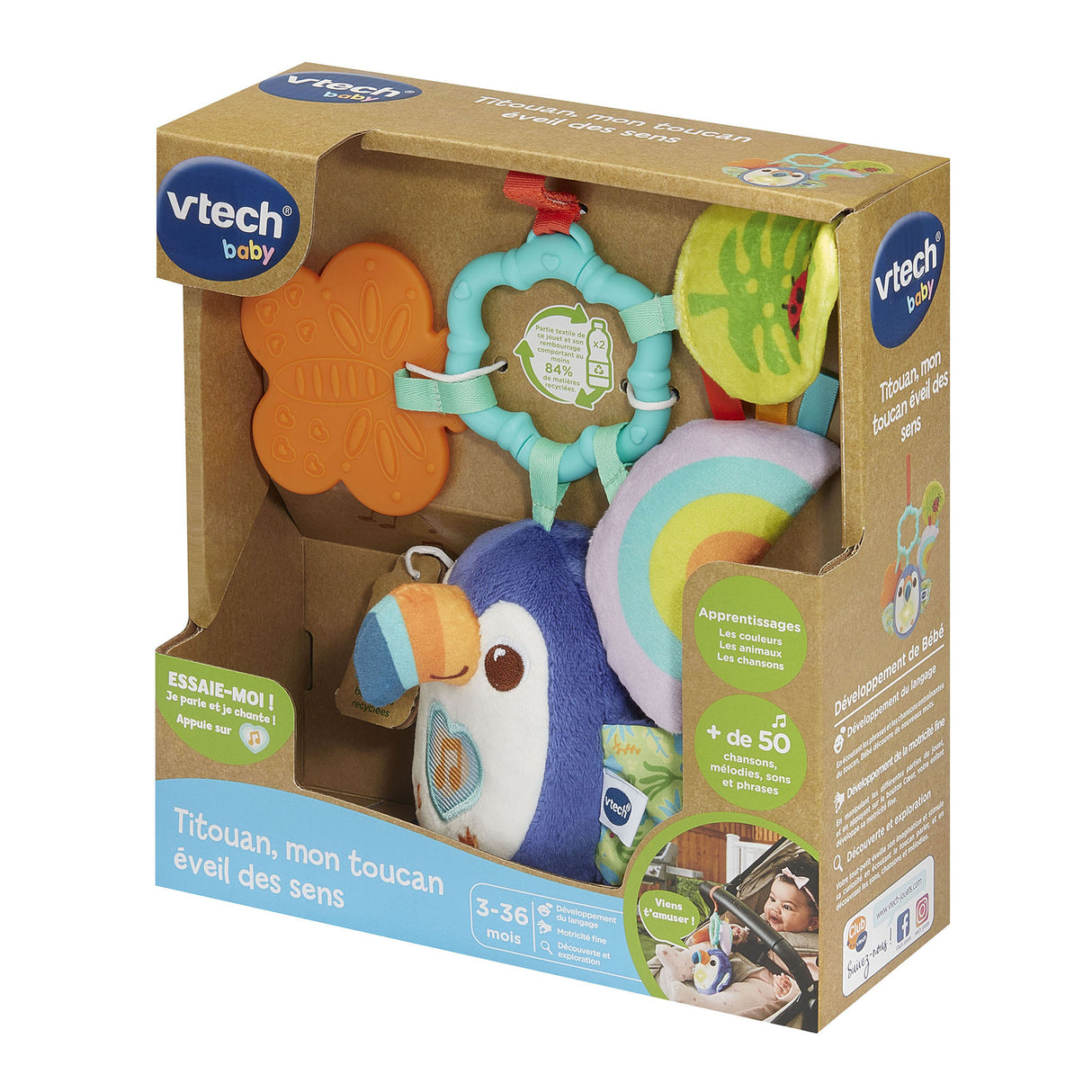 VTECH BABY - TITOUAN, MON TOUCAN ÉVEIL DES SENS (BOUTEILLES PLASTIQUE RECYCLÉES) - Multicolore