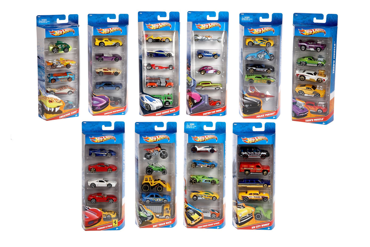 Coffret de 5 voitures Hot Wheels - Modele aléatoire - 400+ modeles - 15 thématiques 1806