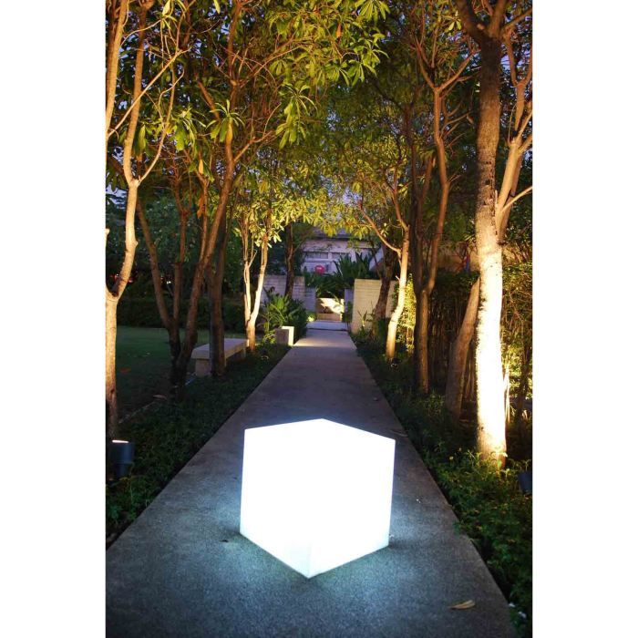 Cube lumineux tabouret filaire pour extÈrieur LED - LUMISKY - Carry W40 - Blanc - 10W - Hauteur 40cm