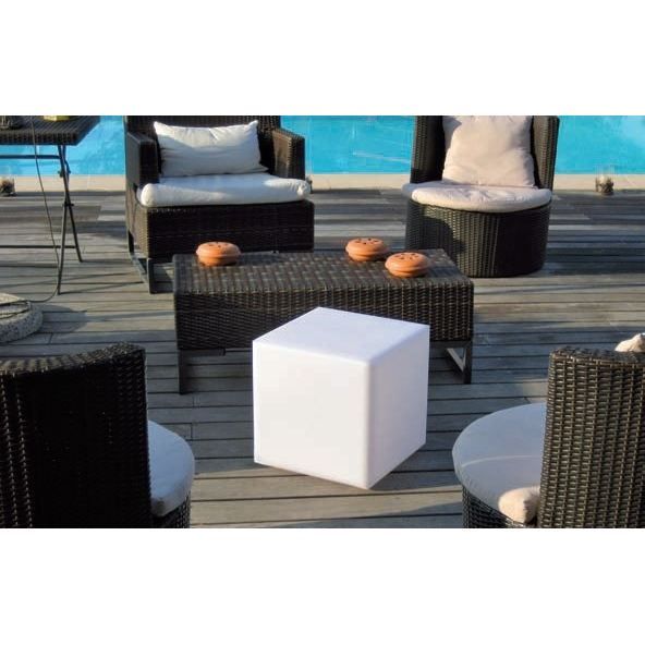 Cube lumineux tabouret filaire pour extÈrieur LED - LUMISKY - Carry W40 - Blanc - 10W - Hauteur 40cm