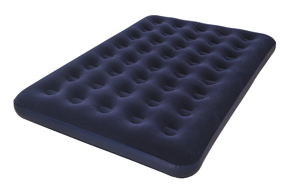 BESTWAY Matelas gonflable floqué Horizon Double + Pompe électrique Sidewinder + Sac – 2 places – Bleu