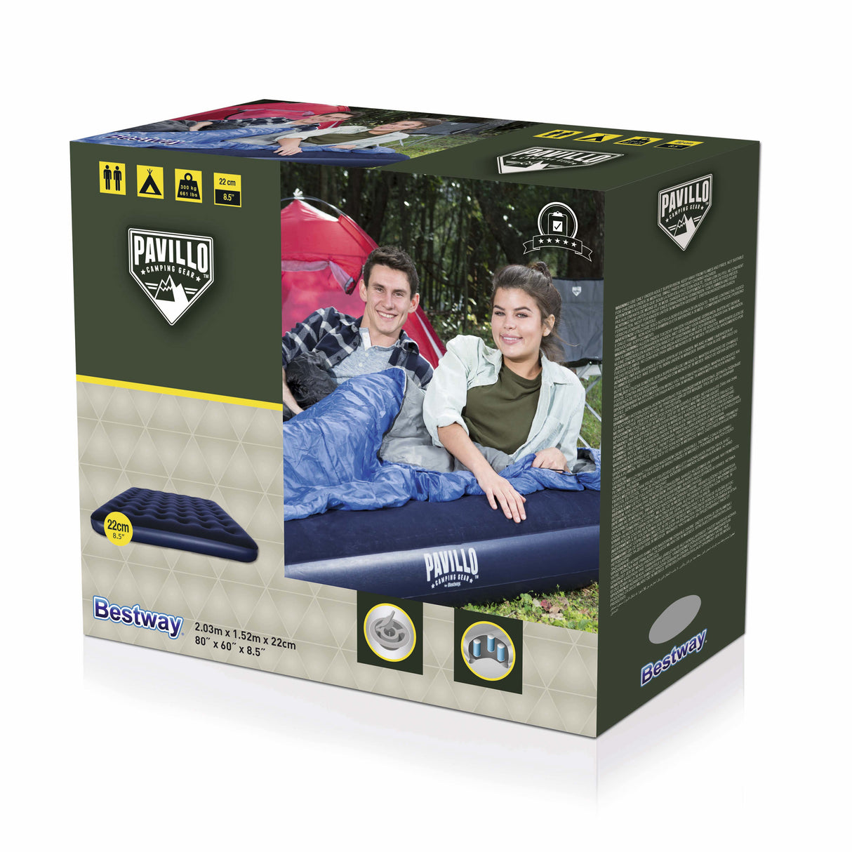 Matelas gonflable camping - BESTWAY - 67003 - 2 places, 2,03 m x 1,52 m x 22 cm