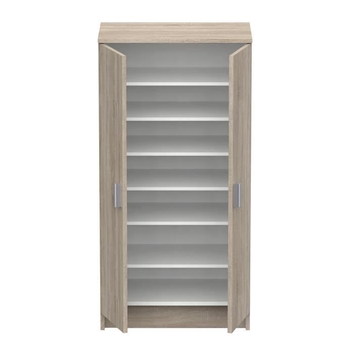 Armoire multi usages - Armoire auxiliaire a 2 portes, Range chaussures - L55xP36xH108cm - Décor chene -DEMEYERE