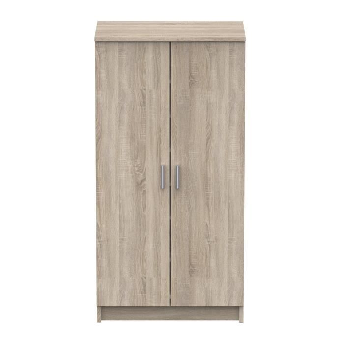 Armoire multi usages - Armoire auxiliaire a 2 portes, Range chaussures - L55xP36xH108cm - Décor chene -DEMEYERE