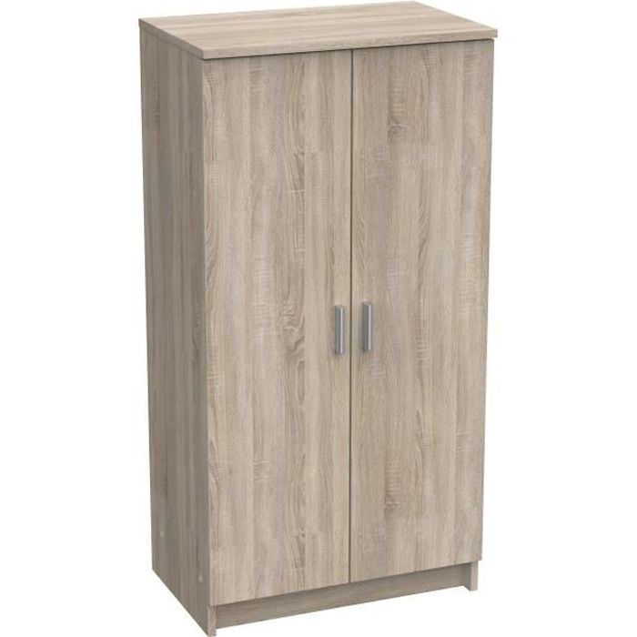 Armoire multi usages - Armoire auxiliaire a 2 portes, Range chaussures - L55xP36xH108cm - Décor chene -DEMEYERE