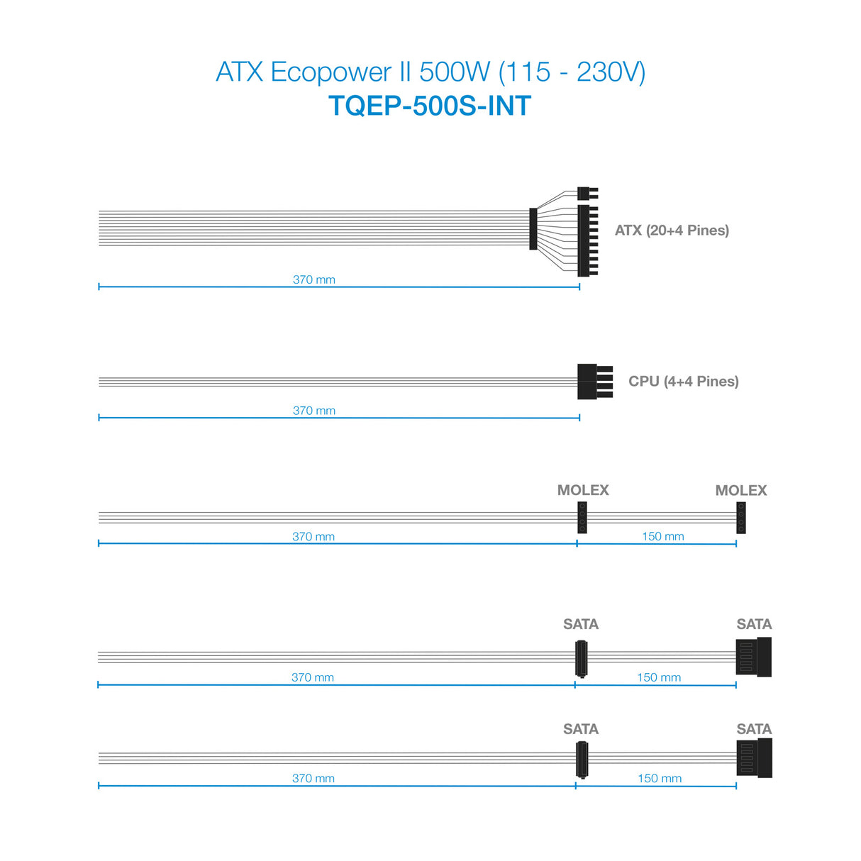 Alimentation ATX TooQ Ecopower II INT - 500W