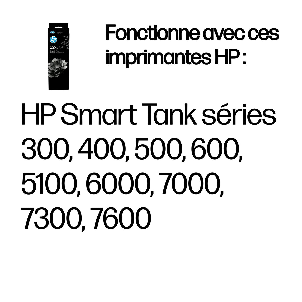 Cartouche d'encre Hp HP 32XL Bouteille d'encre Noire grande capacité Authentique 135 ml (1VV24AE) pour HP Smart Tank Plus 455 / 457
