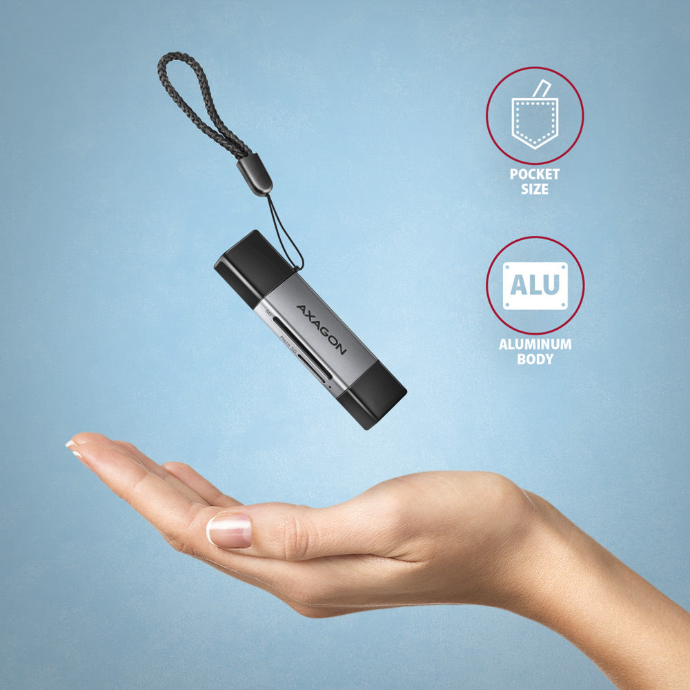 Lecteur de Cartes USB-C 3.2 Axagon CRE-DAC (Gris)