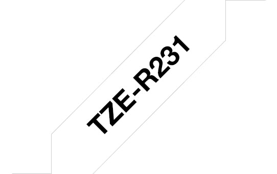 Ruban BROTHER - TZER231 - Noir sur Blanc 12mm - Qt 1