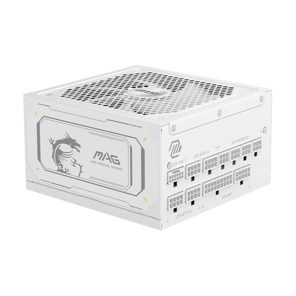Bloc d'alimentation PC - MSI - MAG A1000GL - PCIe CEM 5.1 - 1000 W - Ventilateurs 135 mm - Blanc